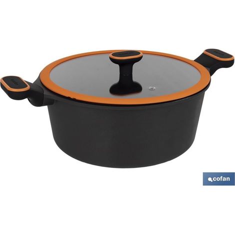 Casserole en fonte d'aluminium de 28 cm de diamètre, compatible induction, 8 litres, antiadhésive et compatible lave-vaisselle.