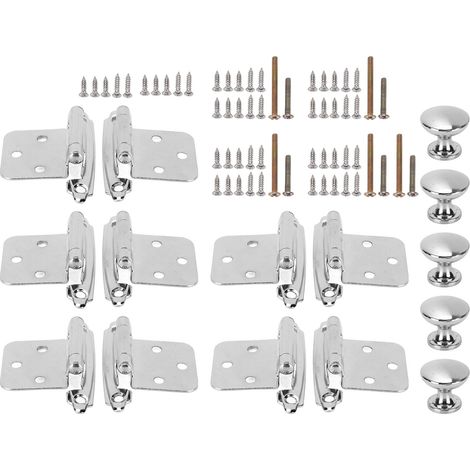 Jeu de 2 charnières à fermeture automatique avec bouton, pour placards de camping-car, cuisine, salle de bain, bureau, variateur de recouvrement, finition inox. (1/5)