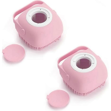 Animal toilettage Bath Massage brosse avec Soap et Shampoo Dispenser doux pour long court Haired chiens chats Shower (2 (1/5)