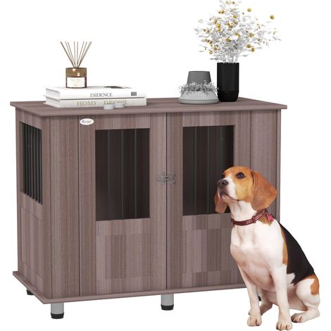 PawHut Dog Crate Kennel Cage for Medium Large Dog, Indoor End Table, Purple (1/5)
