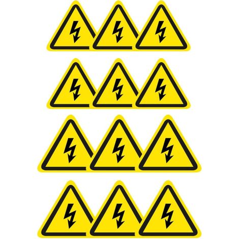 12 pcs  (5cm) DANGER ÉLECTRIQUE RISCK ELECTRIC SHOCK Autocollants triangulaires avec impression extérieure/intérieure. Impression pour durabilité extérieure,intérieur