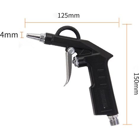 Pistolet soufflette 1/4 pour compresseur d'air comprimé max 6 bar -  de buse 4 mm - buse courte 25 mm - outil pneumatique nettoyage - couleur noir NPTERBL (1/4)