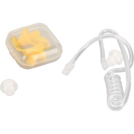 Conduit d'air transparent pour talkies-walkies + bouchons d'oreille pour le remplacement des tubes de bobine de microphone audio de talkie-walkie + bouchons d'oreille jaunes (1/5)