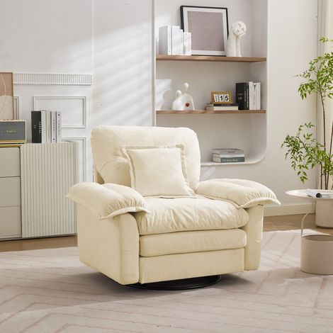 Fauteuil pivotant 360° chenille xxl avec coussin lombaire pour salon chambre bureau (1/5)