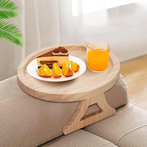 Allecta – Klappbarer Beistelltisch aus Holz für Sofaarmlehnen – Tragbare Sofaarmlehne für Fernbedienung, Getränke, Snacks und Handy (1/5)