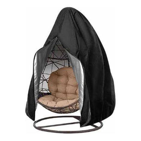 Housse de chaise suspendue, housse de protection de chaise d'œuf, housse de meubles imperméable pour terrasse extérieure avec fermeture éclair 190 x 115 cm (1 pièce noir) BF (1/5)