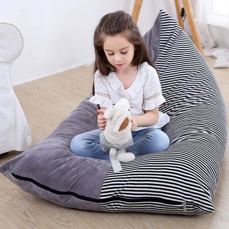 Aufbewahrungstasche für Kinder (gestreiftes Muster) mit Griff und Sitz aus hochwertigem Canvas, ideal für Kinder und Erwachsene. (1/5)