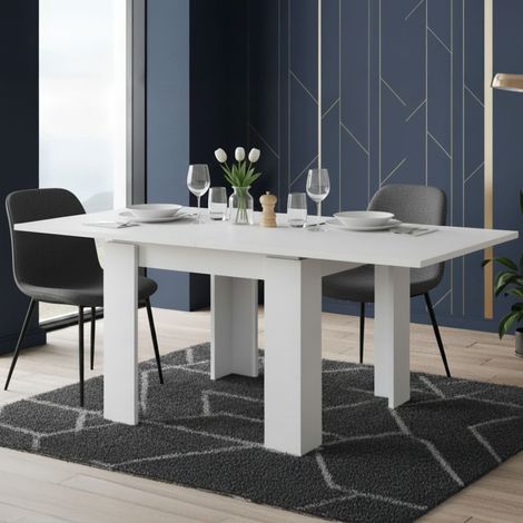 Ausziehbarer Tisch Popoli, Erweiterbar, Buch-Erweiterungsmechanismus, Maximal Länge 180 cm, 180x90x78h cm Weiß (1/3)