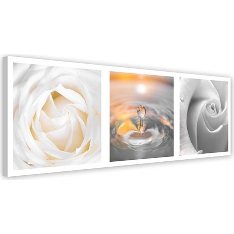 Tableau sur toile Roses blanches Fleurs panoramique 90x30 (1/5)