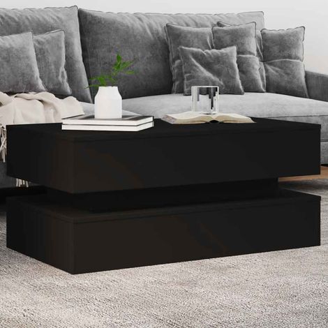 vidaXL Coffee Table with LED Lights Black 90x50x40 cm (1/5)