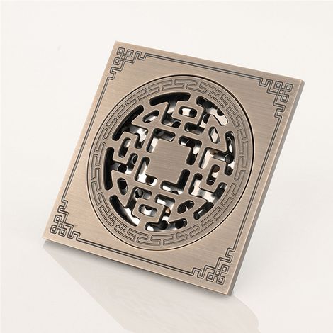 Drain de Douche Carre, Laiton Drainage de Douche 10x10 Caniveau de Douche Salle de Bains Anti-Odeur Drain de Douche Antique (1/5)