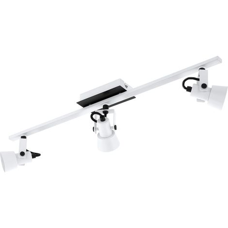 EGLO Deckenlampe Trillo, Deckenleuchte mit 3 schwenkbaren Spots, Deckenbeleuchtung für Büro und Wohnzimmer, Metall in Weiß und Schwarz, Deckenspot mit GU10 Fassung, L 69 cm