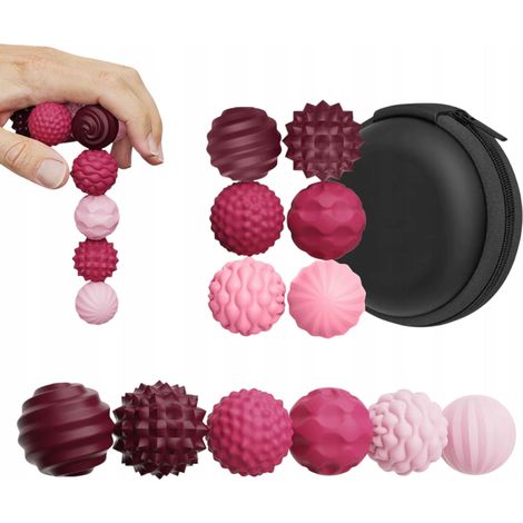 Magnetische Anti-Stress-Sinnesbälle mit Etui, ADHS, Autismus-Spektrum-Störung, SI, 6 Stück, rosa