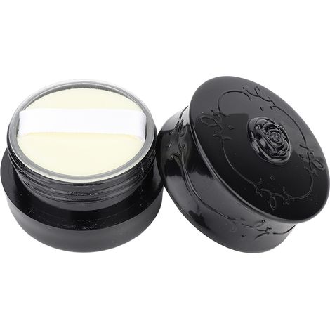 Boîte à poudre libre vide Vintage Rose avec houppette noire (1/5)