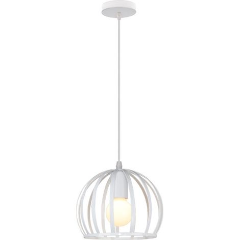 Suspension Luminaire Vintage Lustre Moderne Plafonnier Rond En Métal Fer Pour Cuisine Ferme Couloir Intérieur Blanc (1/5)