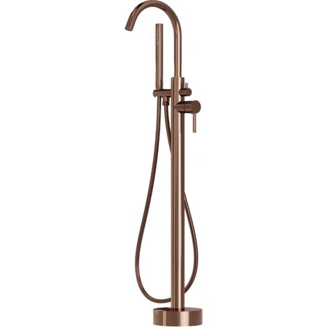 FugaFlow Eccelente Robinet de baignoire sur pied - 113cm - ensemble douchette - Cuivre brossé PVD (Cuivre)