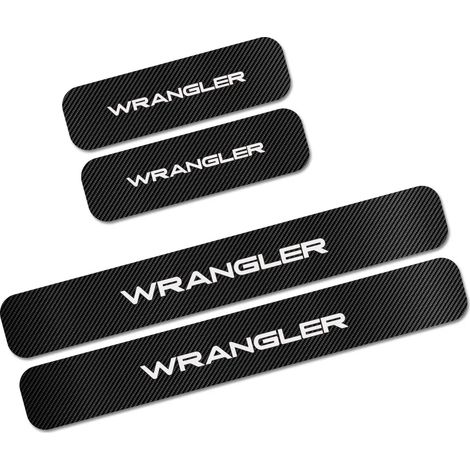 (Wrangler) Pour Jeep Renegade,Wrangler JK,TJ,Rubicon,Cherokee,Patriot,Trail Hawk,Compass - Lot de 4 autocollants de seuil de porte - Accessoires de tuning automobile (1/3)