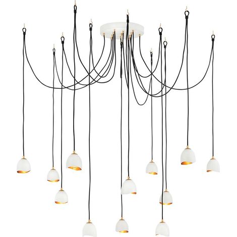 Lampadario Industrial Nordico Nula Acciaio 12 Luci E14 (1/5)