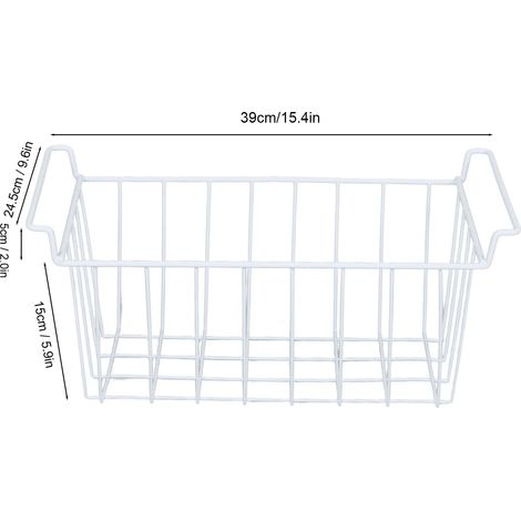 Ortviai Panier de congélateur en fil d'acier avec revêtement PE – blanc, 39 x 24,5 x 20 cm (2 pièces) (1/4)