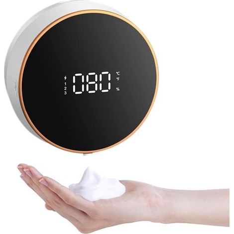 Dispensador automático de jabón en espuma para montaje en pared, ideal para baños, hoteles, restaurantes y centros comerciales (blanco). (1/5)