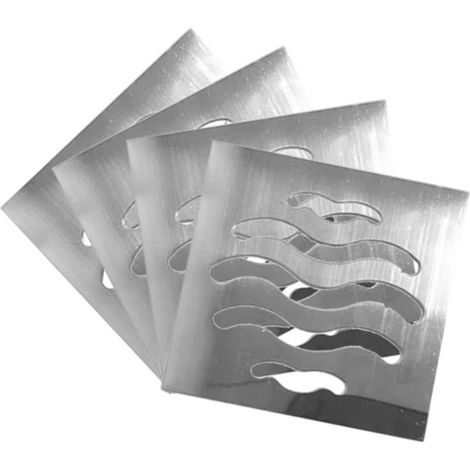 Lot de 4 bouchons de vidange de sol carrés de 60 mm pour douche, salle de bain, cuisine, acier inoxydable