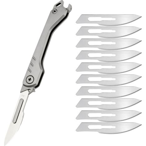 Mini Klappmesser mit 10 Ersatzklingen, Skalpell für Basteln & Outdoor