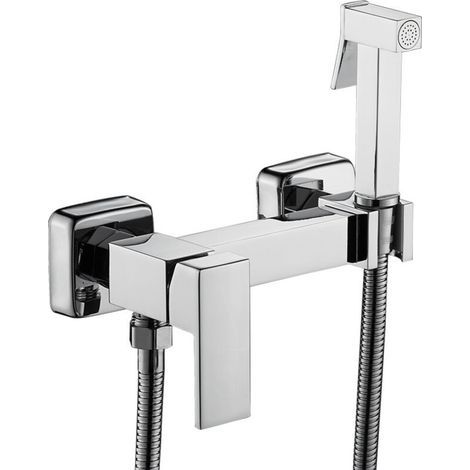 Toilet bidet shower, wall-mounted shower set, hot and cold copper bidet shower kit, silver
