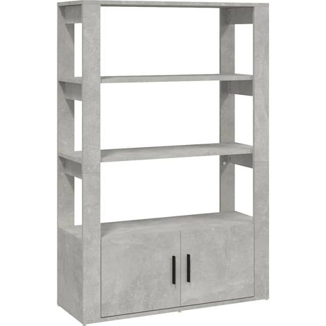 Buffet Commode Armoire Luxueux, pour Salon Chambre Entrée Cuisine, Gris béton 80x30x119,5 cm Bois d'ingénierie OIB2494E (1/5)