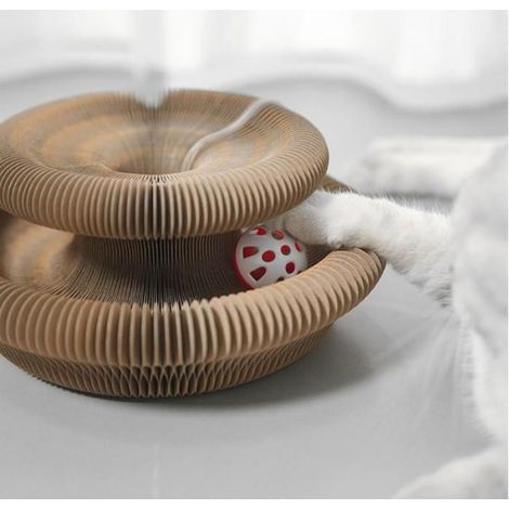 Jouet Chat, 2 en 1 Griffoir pour Chat avec Cloche, Grattoir et Jeux interactifs, Exercice à Domicile, réduction des griffures (1/5)