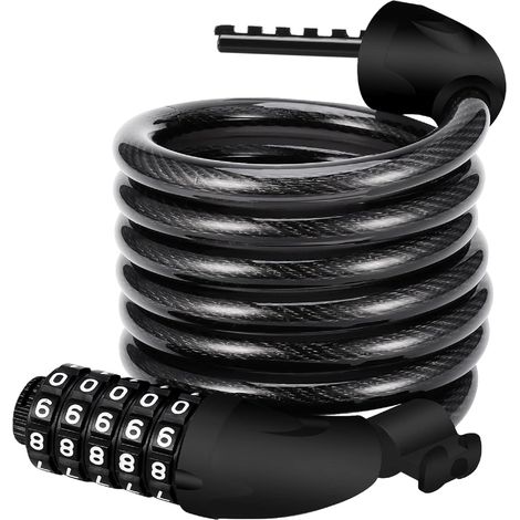 Antivol Velo,Cadenas de velos Long 120cm x 12mm,Câble Antivol pour Vélo Scooter Motos Portail Vélo avec 5 Chiffres Intelligente Code et Vélo Poussette,Verrouillage à Vélo Antivol… (1/4)