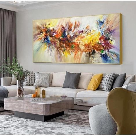 Cellfast – Peinture abstraite colorée fleur 60x120cm – Toile coton imperméable sans cadre – Décoration murale moderne pour salon (1/4)