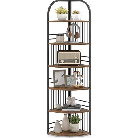 COSTWAY Scaffale Angolare Libreria Mobile Espositore Portaoggetti Organizzatore Divisorio Stoccaggio Multiuso Mensola Verticale Soggiorno Camera Da Letto Legn (1/5)