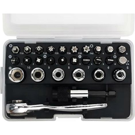 28-in-1-Mini-Ratschenschlüssel-Set mit Winkelschlüssel (1/5)