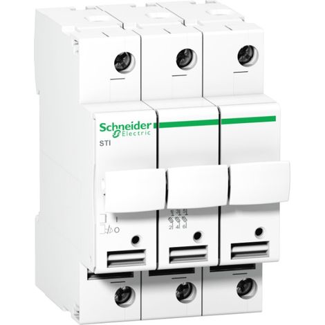 Seccionador portafusible STI 3P 500V 16A ajustable en clip para carril DIN
