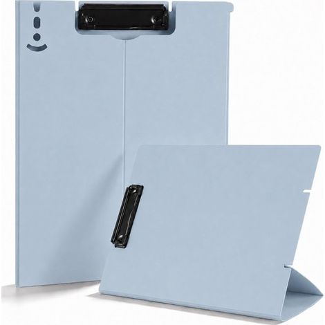 Porte-documents A4 sur pied avec support - Porte-documents pliable avec pince métallique - Organiseur de bureau et porte-documents ajustable pour l'école, le bureau, les réunions et les études - Bleu (1/5)