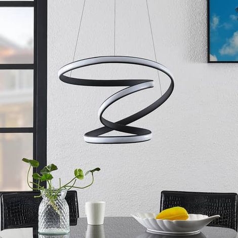 [NEUWERTIG] B-Ware Lucande Sakina Led Hängeleuchte Hängeleuchte Lampe Leuchte Sandschwarz ø 48cm