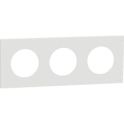 Schneider – Plaque de finition 3 postes – Odace 2025 – Blanc craie – Pose rapide par clipsage – Compatible mécanismes Odace (1/3)