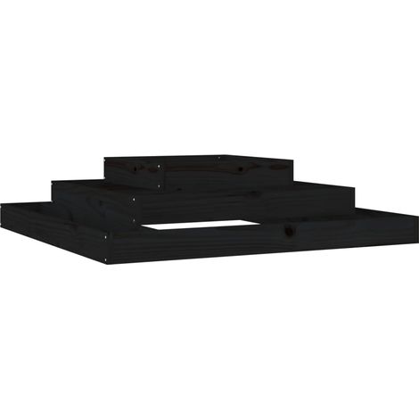 Vassoio per fioriera aiuola rialzata piante fiori terrazza giardino 110 x 110 x 27 cm legno massiccio di pino nero 020037313