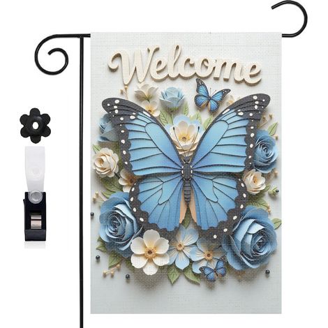 Drapeau de jardin motifs marins et tongs à motifs 30 x 45 cm décoration terrasse et extérieur (1/5)