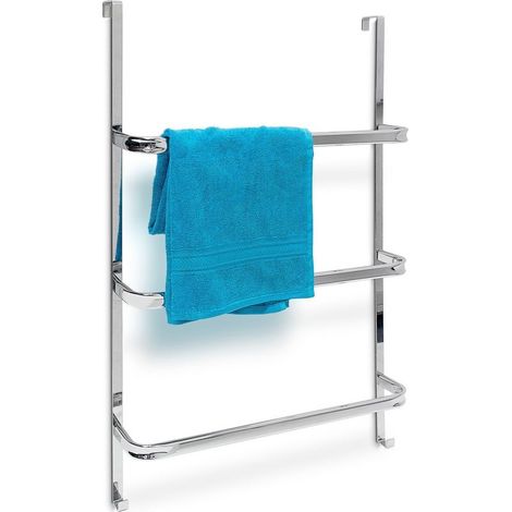 Porte-serviettes sur porte 3 barres inox Dimensions H 85 x L 54 x P 11,5 cm Fixation sans perçage 2 crochets supplémentaires (1/5)