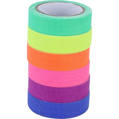 6 rubans adhésifs fluorescents UV, 6 couleurs, bande en coton pour accessoires de scène