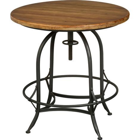 Interiors by Premier Wood and Metal Round Top Side Table, Industrial Style Side Table, Wooden Side Table For Living Room (1/4)