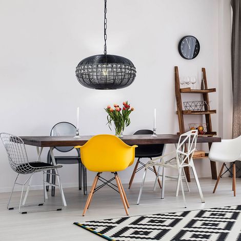Lampadario a sospensione in cristallo, lampada a sospensione, lampada da sala da pranzo, metallo nichel opaco, 1x attacco E27, DxH 46x150 cm (1/5)