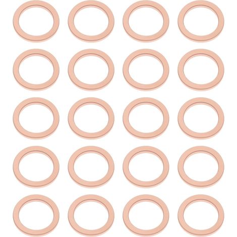 Pack of 60 flat copper sealing washers - Inner diameter: 10 mm - Outer diameter: 14 mm - Thickness: 1.5 mm - For motorcycles, bicycles, automobiles (1/5)