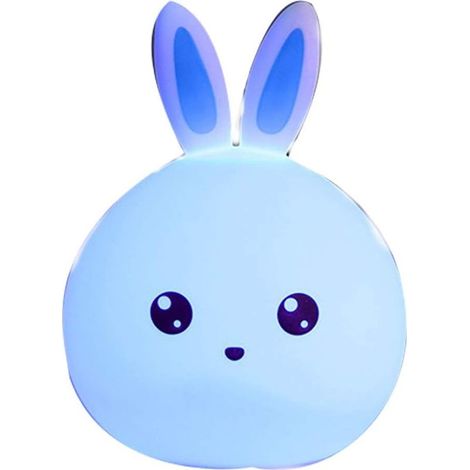 Lámpara de noche LED con forma de conejo, sensor táctil de silicona multicolor, alimentación USB, lámpara de mesilla de noche creativa con forma de conejo para niños, productos prácticos. (1/3)