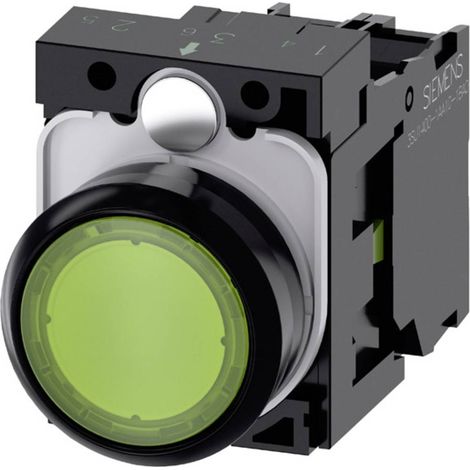Siemens 3SU11020AB401BA0 3SU1102-0AB40-1BA0 Bouton-poussoir lumineux à rappel collerette plastique, (1/3)