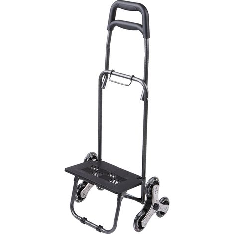 Chariot courses pliable sac tissu Oxford fer, caddie épicerie grimpe-escalier roues cristal 43x35x96cm 40kg rouge/rayé option supermarché 1 pièce (1/3)