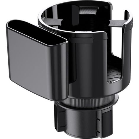 Verlängerungsadapter für Getränkehalter im Auto mit Handyhalterung. Passend für Yeti, Hydro Flask, Stanley und große Wasserflaschen (Schwarz). (1/5)