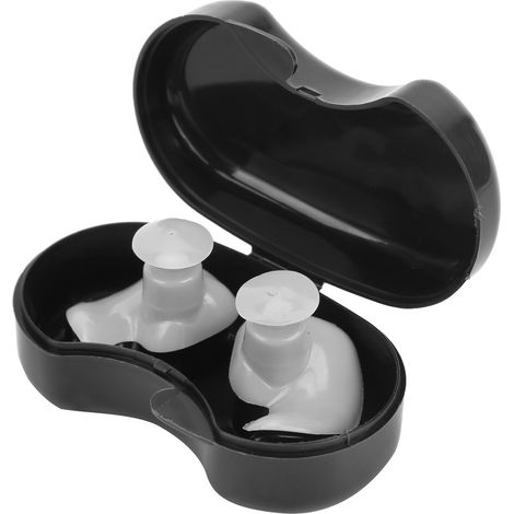 Wasserdichte und staubdichte Silikon-Spiral-Ohrstöpsel für Kinder und Erwachsene, Schwimmzubehör (Grauweiß) (1/5)