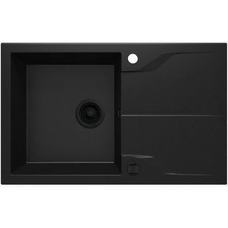 Lavello cucina in granito con 1 vasca e gocciolatoio 78x49 cm nero - Nexyo